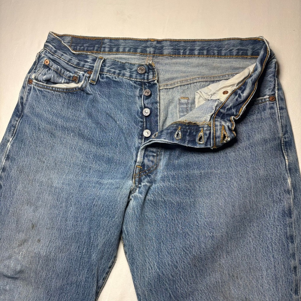 VTG Levi's 501 Jeans Mens 36x34 Fit 34x33 Blue Button Fly Straight Leg 90s Denim
